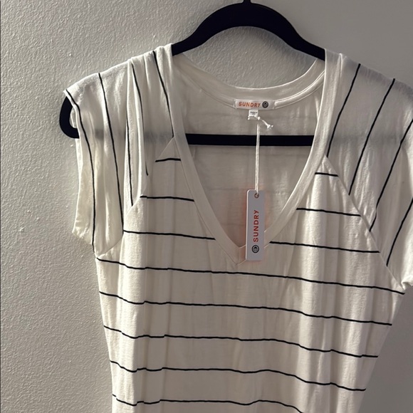 Sundry White and Black Striped Top - Picture 3 of 8
